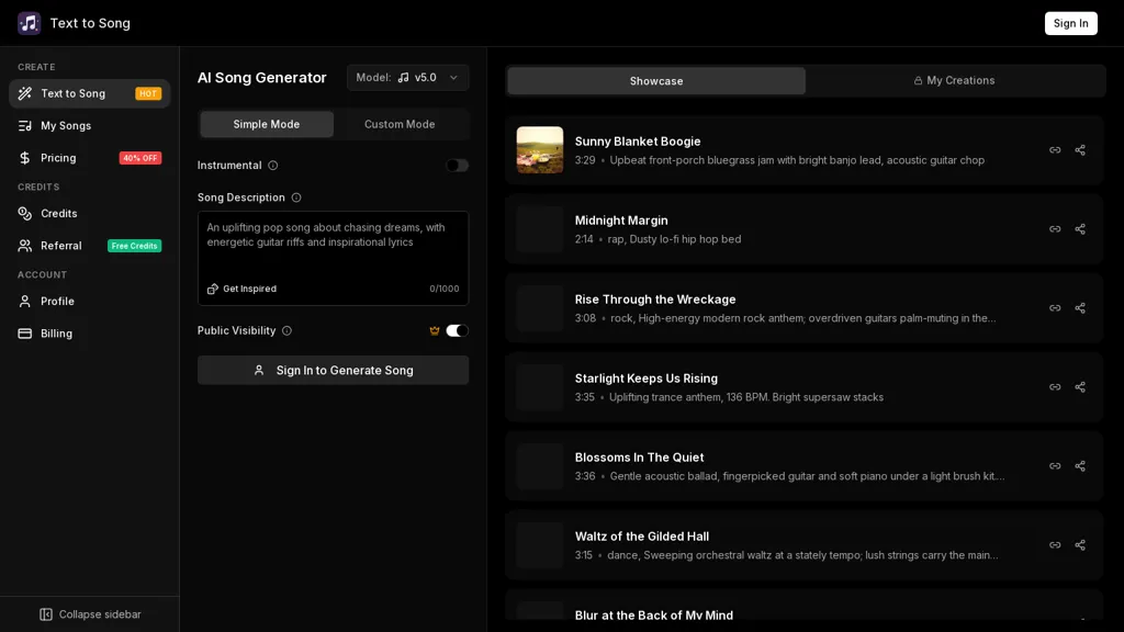 Text to Song AI AI tool screenshot