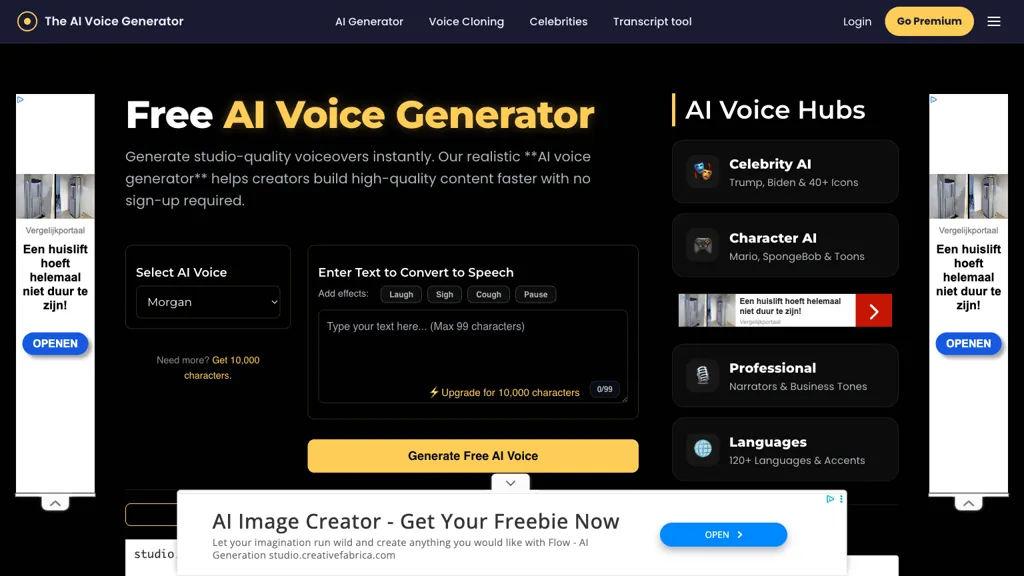 The AI Voice Generator AI tool screenshot