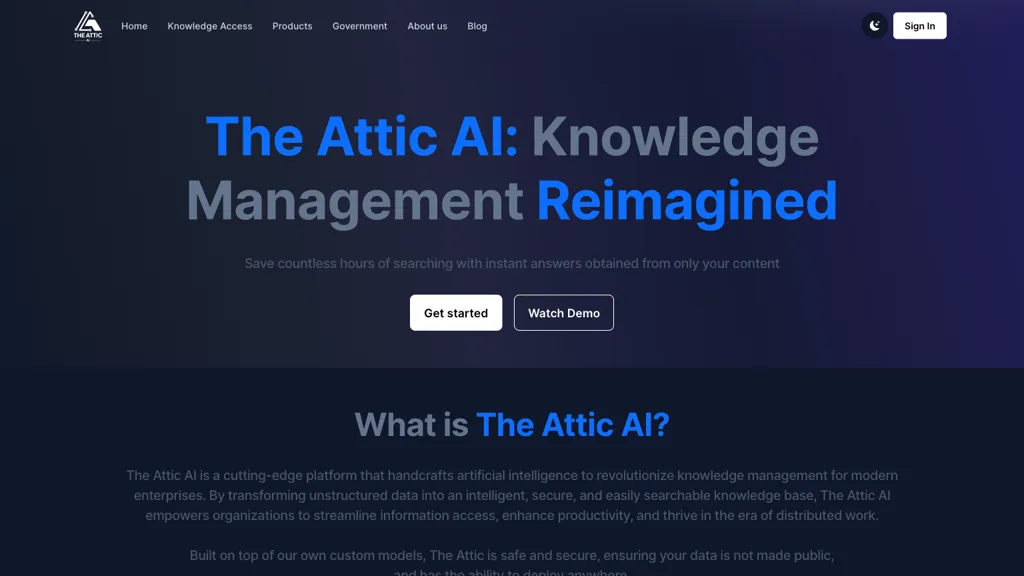 The Attic AI website