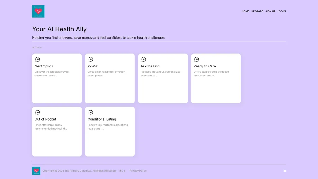 The Primary Caregiver AI tool screenshot