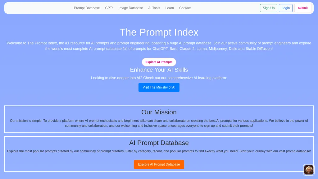 The Prompt Index website