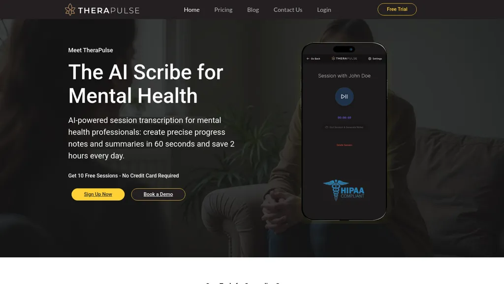 TheraPulse AI tool screenshot