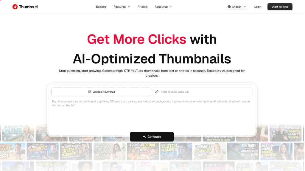Thumbs.ai AI tool screenshot