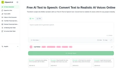 2Speech AI website image