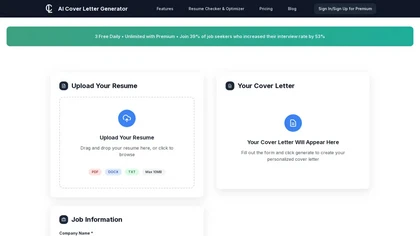 AI Cover Letter Generator  website image