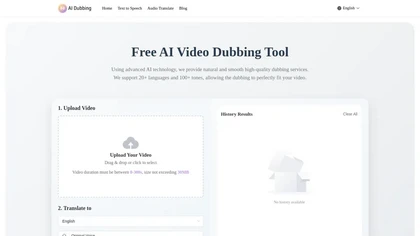 AI Dubbing website image