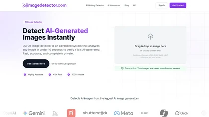 AI Image Detector website image