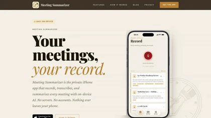 AI Meeting Summarizer website image