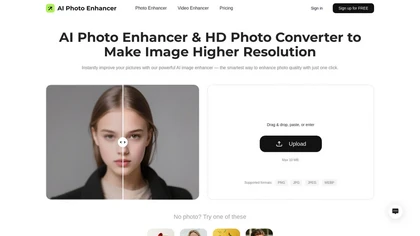 AI Photo Enhancer website image