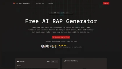 AI Rap Generator website image