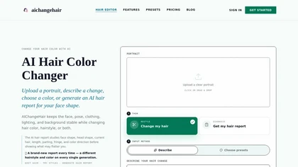 AIChangeHair website image