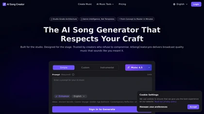 AI Song Creator website image