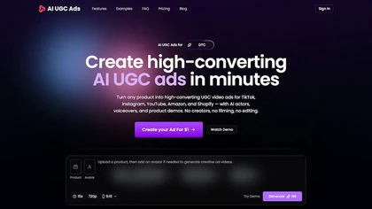AI UGC Ads website image