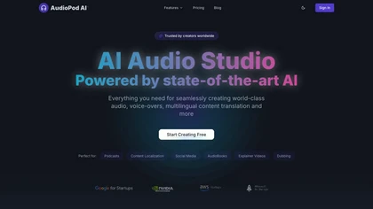 AudioPod AI website image