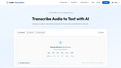 Audio Transcription website image