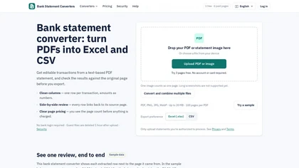 Bank statement converters website image