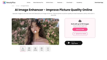 BeautyPlus Image Enhancer website image