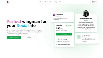 Birthday Wingman website image