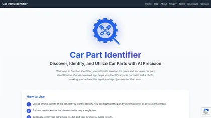 Car Part Identifier website image