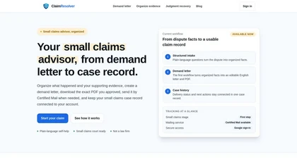 ClaimResolver AI website image