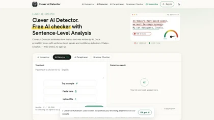 Cleverhumanizer AI Detector website image