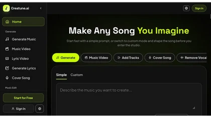 Creatune website image