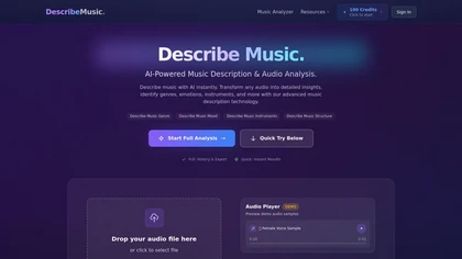 Describe Music AI website image