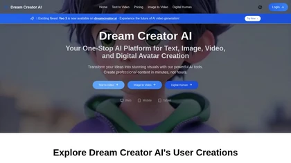 DreamCreator AI website image