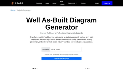 DrillerDB Well As-Built Diagram Generator website image