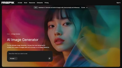 Freepik AI Image Generator website image