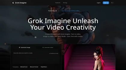 Grok Imagine website image