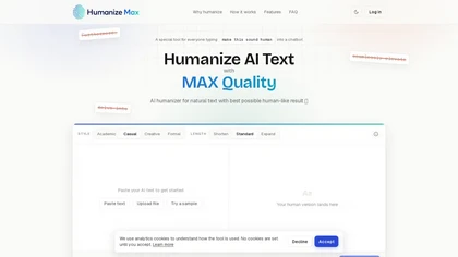 Humanizemax AI website image