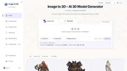 imageto3d.studio website image