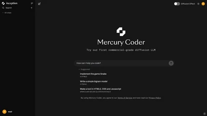 Inceptionlabs - Mercury coder website image