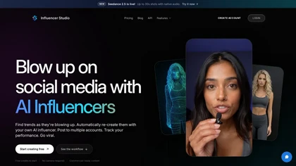 Influencer Studio website image