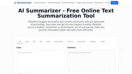 iSummarizer website image