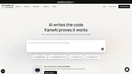 KaneAI By TestMu AI website image