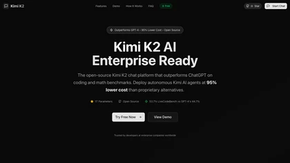 Kimik2.ai website image