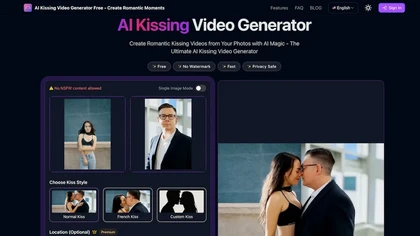 Kissing Video Generator website image