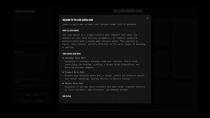 Lean Canvas Game website image