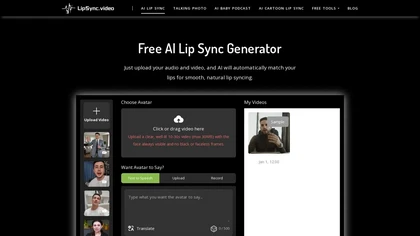 LipSync.video website image