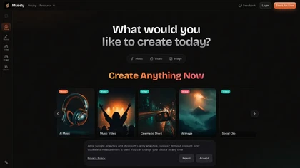 Musely website image