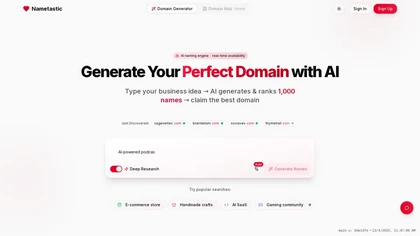 Nametastic website image