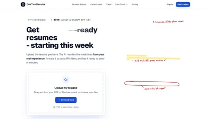 OneTwo Resume website image