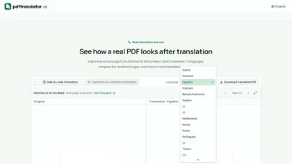PDF Translator website image