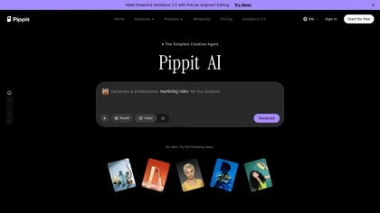 Pippit AI website image