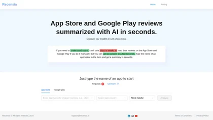 Recensia website image