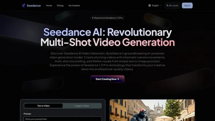 Seedance AI website image
