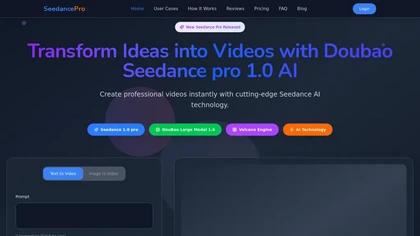 Seedance pro website image