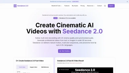 Seedance 2.0 website image